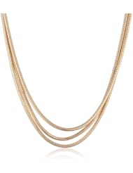 Anne Klein "Miller" Gold-Tone 3 Row Collar Necklace, 17"