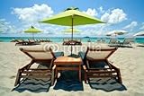 IMAGE OF Wallmonkeys Peel and Stick Wall Decals - South Beach Lounge Chairs and Umbrellas - 48