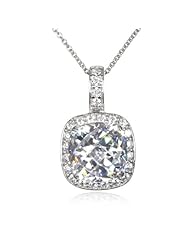 Exquisite White CZ Cushion Pendant-18"