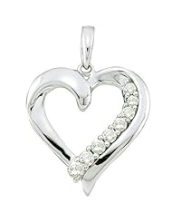 0.25 Carat (ctw) 10k White Gold Brilliant White Diamond Ladies Heart Pendant
