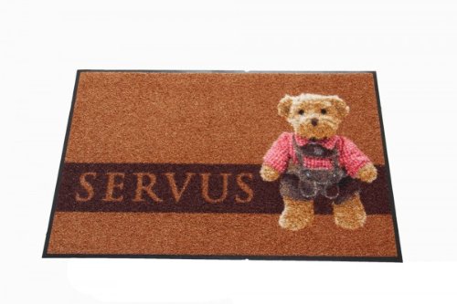  Waschbare Fussmatte - Servus - Bär in Lederhose - 50x75 cm Wash+Dry