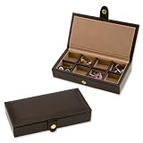 Mens Cuff Link Box Storage Device by Enrico Pardini - Brown Leatherette