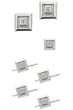 Solid 14k White Gold Square Celtic Style with Diamond Center Cufflinks, Tie Tac and Stud Set