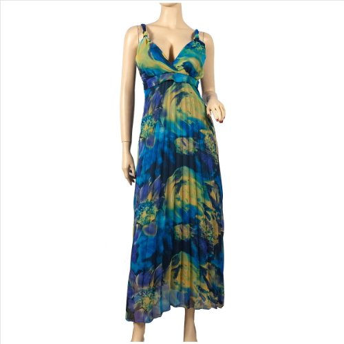 Sexy Blue Chiffon Plus Size Cruise Maxi Dress