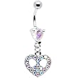 Aurora Gem Peace Sign Heart Belly Ring