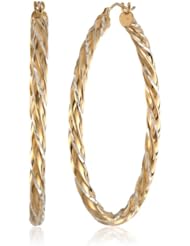 Bonded Sterling Silver and 14k Yellow Gold Twist Hoop Earrings