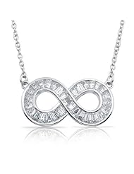 Valentines Day Gifts Bling Jewelry CZ Figure Eight Infinity Silver Necklace 16in