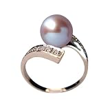 Twighlight Reunion Lavender Cultured Pearl Cubic Zirconia Ring in CAREFREE Sterling Silver