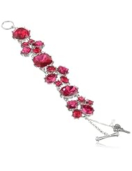 Betsey Johnson "Iconic Stone" Fuchsia Gem Toggle Bracelet, 7.5"