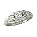 18K White Gold Antique Style Diamond Engagement Ring