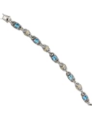 Sterling Silver W/14k 7.14sky Blue Topaz Bracelet