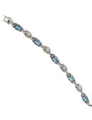 Sterling Silver w/14k Gold 7.14Sky Blue Topaz Bracelet