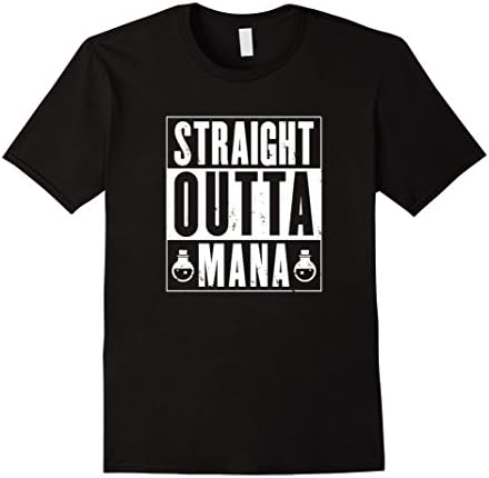 Men's Strait Outta Mana Gamer Shirt - Gaming Shirt- Raiding Shirt Large Black