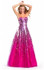 Crystal Crystals Lace Beaded Applique Chiffon/Taffeta/Tulle Evening Dress/Wedding Party Dress 