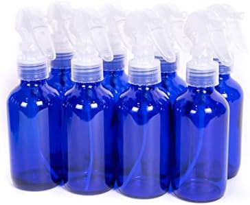 Zenxoilz Blue 4oz Glass Bottle with Trigger Sprayer for Essential Oils (8-pack)