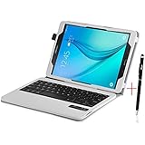 Samsung Galaxy Tab S2 9.7 Keyboard case, KuGi &reg; High quality Ultra-thin Detachable Bluetooth Keyboard Stand Portfolio Case / Cover+ Free stylus for Samsung Galaxy Tab S2 9.7 tablet. (White)