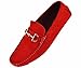 Amali Mens Red Microfiber Driving Loafer Shoes with Silver Horsebit Ornament: Style Norwalk-005