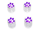 Paw Print Purple - Tire Rim Valve Stem Caps - Aluminum