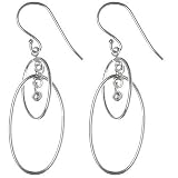 Sterling Silver Double Oval Drop Earrings