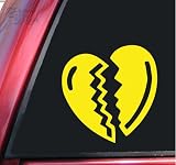 Broken Heart Vinyl Decal Sticker - Yellow