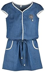 V-neck Lace Beaded Denim  Dress