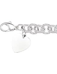 7.5" 9.75 mm Cable Bracelet with Heart in Sterling Silver