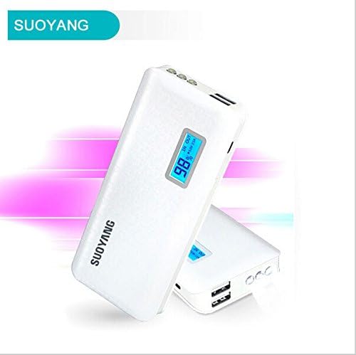 SUOYANG® White Color 10000mAh Dual USB External Battery Portable Charger with LED Display for Galaxy S6 and S6 Edge, iPhone 6, iPhone 6 Plus, iPhone 5S 5C 5, iPad Air Mini, LG G4, HTC One M8 and M9