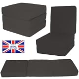 Gilda ® Large chair bed pouffe - Black 100% cotton fabric - fold out guest bed