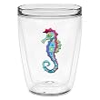 Colorful Caribbean Seahorse 16 oz Insulated Beverage Tumbler, Clear
