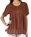 Sakkas Button Down Embroidered Short Sleeve Semi-Sheer Gauzy Cotton Top/Blouse