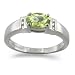 9ct White Gold Peridot And 3pts Diamond Set Dress Ring