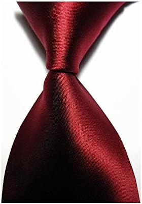 Hot Solid Plain Classic 100 New Silk Jacquard Woven Necktie Mens Tie Color: Dark-Red
