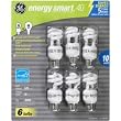 6-Pack GE Compact Flourescent (CFL) Light Bulbs 10 Watt = 40 Watt Equivalent