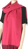 FUCashFeel Super Soft Luxury Cashmere Feel Fringe Scarf - Raspberry Solid