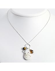 Sterling Silver 16in Crazy Lace Agate/Clear & Smokey Qtz/Tiger Eye Necklace