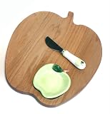 Out of the Woods of Oregon Apple Shaped Board with Green Apple Dipping Bowl and Spreader