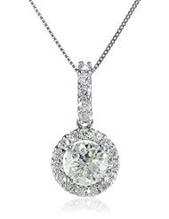14k White Gold 1cttw Diamond Solitaire Pendant Necklace (H-I Color, SI2 Clarity), 18"