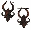 BINTAN - Organic Hand Carved Sono Wood Earrings with Wood Post - From Indonesia - Sold as a Pair - 28mm x48mm