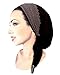Boho Chic Artisan Head-Scarf Tichel Embellished with Wide Floral Lace (Black Slate Gray - 342)