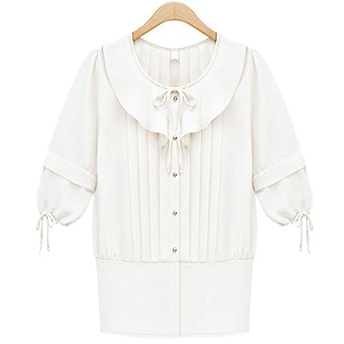 ブラウス 7分袖 夏　シフォン 天竺袖 たおやか 心地よい　女性　柔らか　美ライン　シフォン　チュニック　カジュアル　大人　ピンク　ホワイト　無地