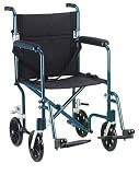 Drive Medical FW19BL Fly-Weight Transport Chair, 19 Inch, Blue
