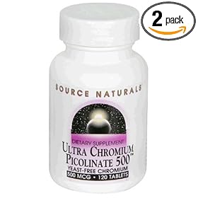 Source Naturals Ultra Chromium Picolinate 500, 500 mcg, Tablets, 120 tablets (Pack of 2) by Source Naturals
