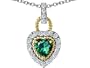 1.25 cttw Simulated Heart Shaped Emerald Pendant in 925 Sterling Silver