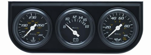 Equus 6100 Black Volt Triple Gauge Kit - Measures 1 1/2-Inches