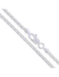 Sterling Silver Diamond-Cut Wheat Chain 2mm Solid 925 Unique Spiga Necklace 30"