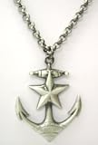 Kitsch n Kouture Anchors Away Anchor and Star Metal Pendant with chain