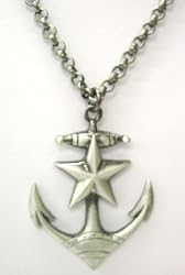 Kitsch n Kouture Anchors Away Anchor and Star Metal Pendant with chain