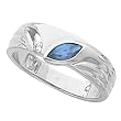 14K White Gold London Blue Topaz and Diamond Ring