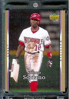 2007 Upper Deck First Edition Baseball Card #295 Alfonso Soriano Washington Nationals - Mint Condition - In Protective Display Case !