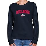 NCAA Samford Bulldogs Ladies Navy Blue Logo Arch Long Sleeve Classic Fit T-shirt
